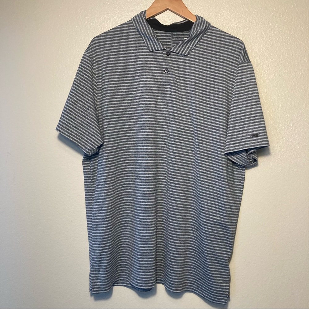 Nike Tiger Woods XL Black and White Striped Polo Shirt